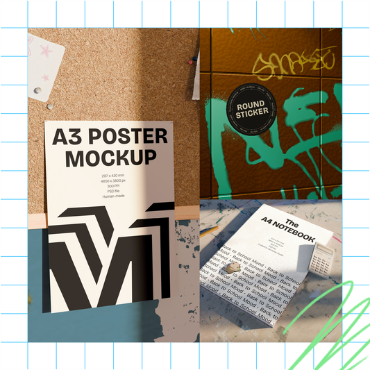 'Back to School' mockup csomag – 3 db mockup – Egyéni licenc